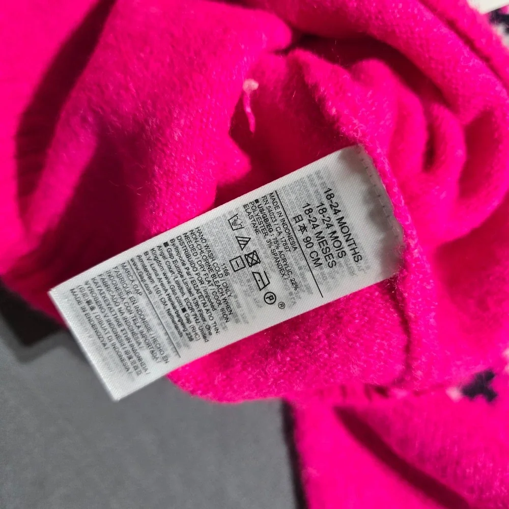 Baby Gap Sweater Toddler 18-24 Months Pink Fair Isle Knit Long Sleeve NEW